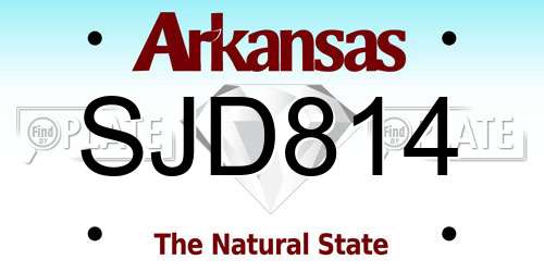 SJD814 Arkansas License Plate