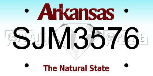 SJM3576 Arkansas License Plate