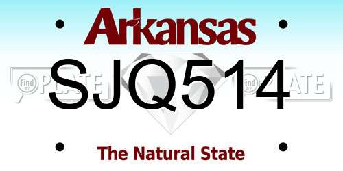 SJQ514 Arkansas License Plate