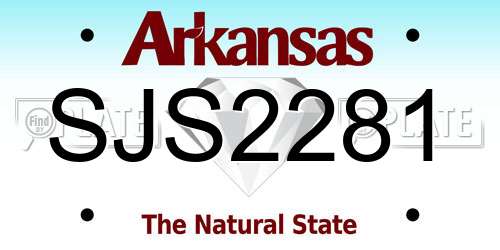SJS2281 Arkansas License Plate
