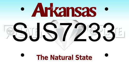 SJS7233 Arkansas License Plate