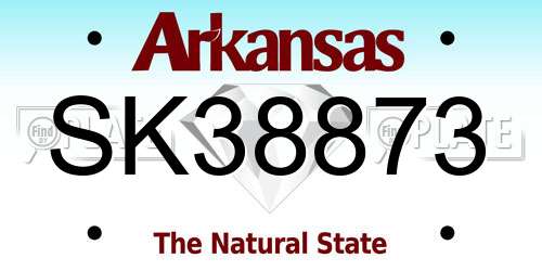 SK38873 Arkansas License Plate