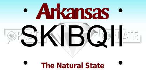 SKIBQII Arkansas License Plate