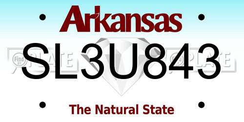 SL3U843 Arkansas License Plate