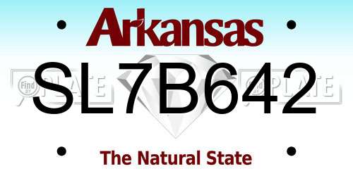 SL7B642 Arkansas License Plate
