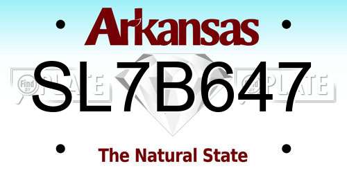 SL7B647 Arkansas License Plate