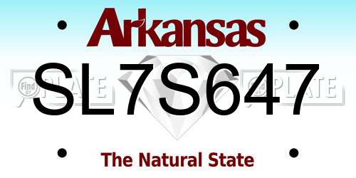 SL7S647 Arkansas License Plate