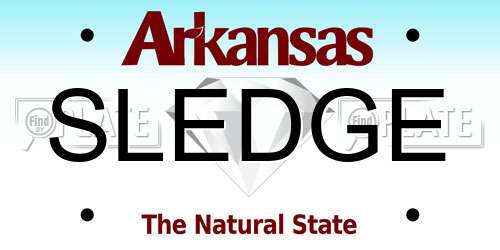 SLEDGE Arkansas License Plate