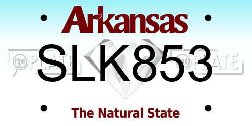 SLK853 Arkansas License Plate