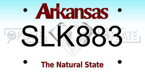 SLK883 Arkansas License Plate