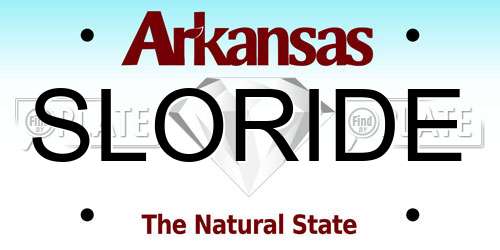 SLORIDE Arkansas License Plate