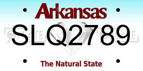 SLQ2789 Arkansas License Plate