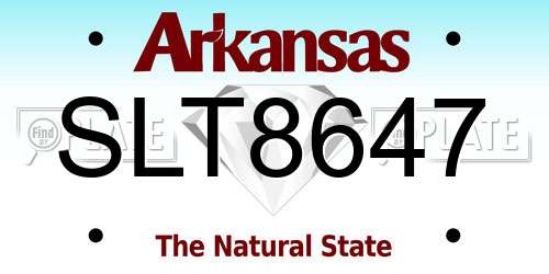SLT8647 Arkansas License Plate