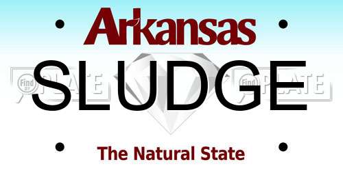 SLUDGE Arkansas License Plate