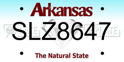 SLZ8647 Arkansas License Plate