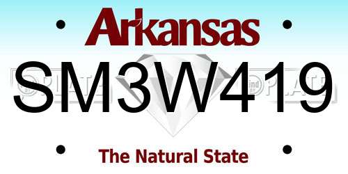 SM3W419 Arkansas License Plate