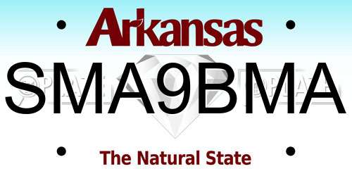 SMA9BMA Arkansas License Plate