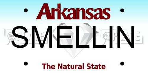 SMELLIN Arkansas License Plate
