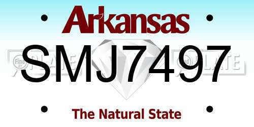 SMJ7497 Arkansas License Plate