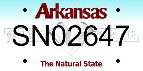 SN02647 Arkansas License Plate