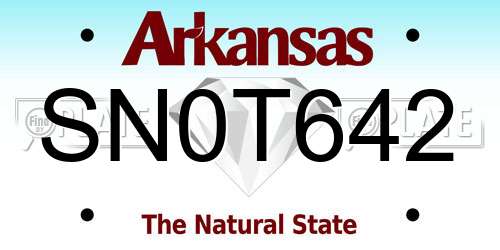 SN0T642 Arkansas License Plate