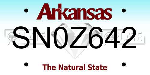 SN0Z642 Arkansas License Plate