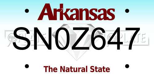 SN0Z647 Arkansas License Plate