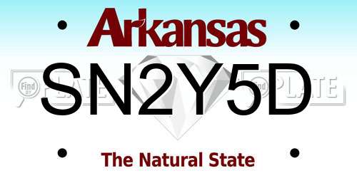 SN2Y5D Arkansas License Plate