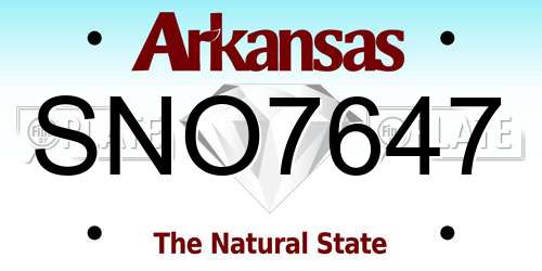 SNO7647 Arkansas License Plate