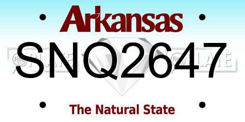 SNQ2647 Arkansas License Plate