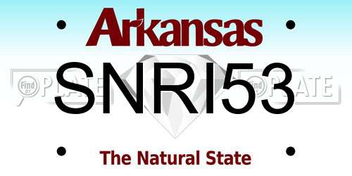 SNRI53 Arkansas License Plate