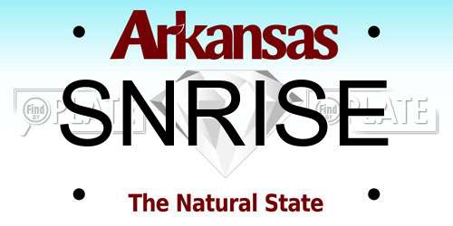 SNRISE Arkansas License Plate