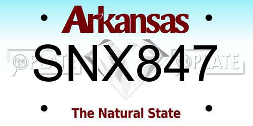 SNX847 Arkansas License Plate