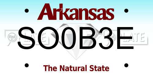 SO0B3E Arkansas License Plate