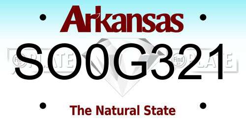 SO0G321 Arkansas License Plate