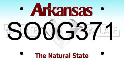 SO0G371 Arkansas License Plate