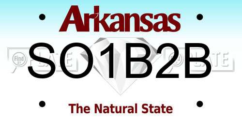 SO1B2B Arkansas License Plate