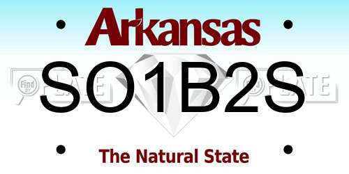 SO1B2S Arkansas License Plate