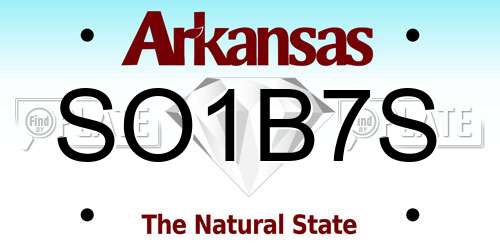 SO1B7S Arkansas License Plate
