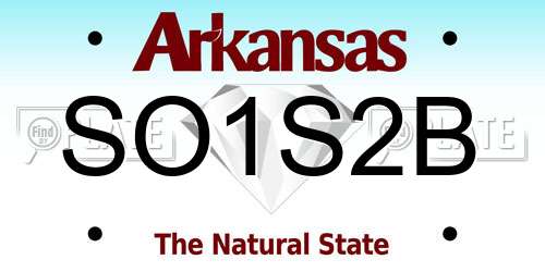 SO1S2B Arkansas License Plate