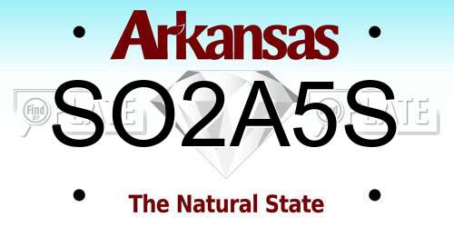 SO2A5S Arkansas License Plate