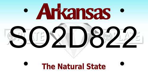 SO2D822 Arkansas License Plate