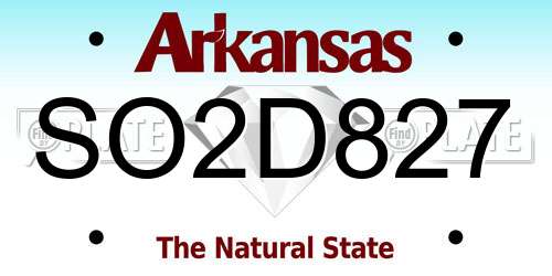 SO2D827 Arkansas License Plate