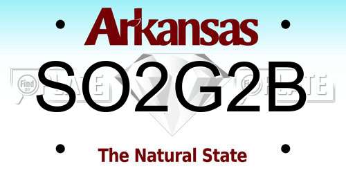 SO2G2B Arkansas License Plate