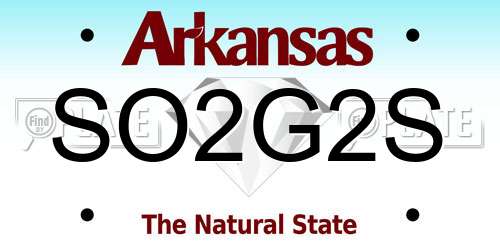 SO2G2S Arkansas License Plate