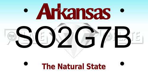SO2G7B Arkansas License Plate
