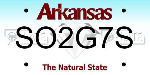 SO2G7S Arkansas License Plate