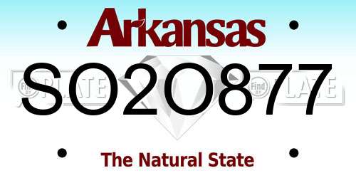 SO2O877 Arkansas License Plate