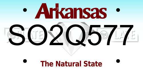 SO2Q577 Arkansas License Plate