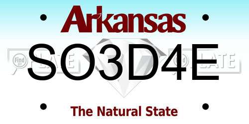 SO3D4E Arkansas License Plate